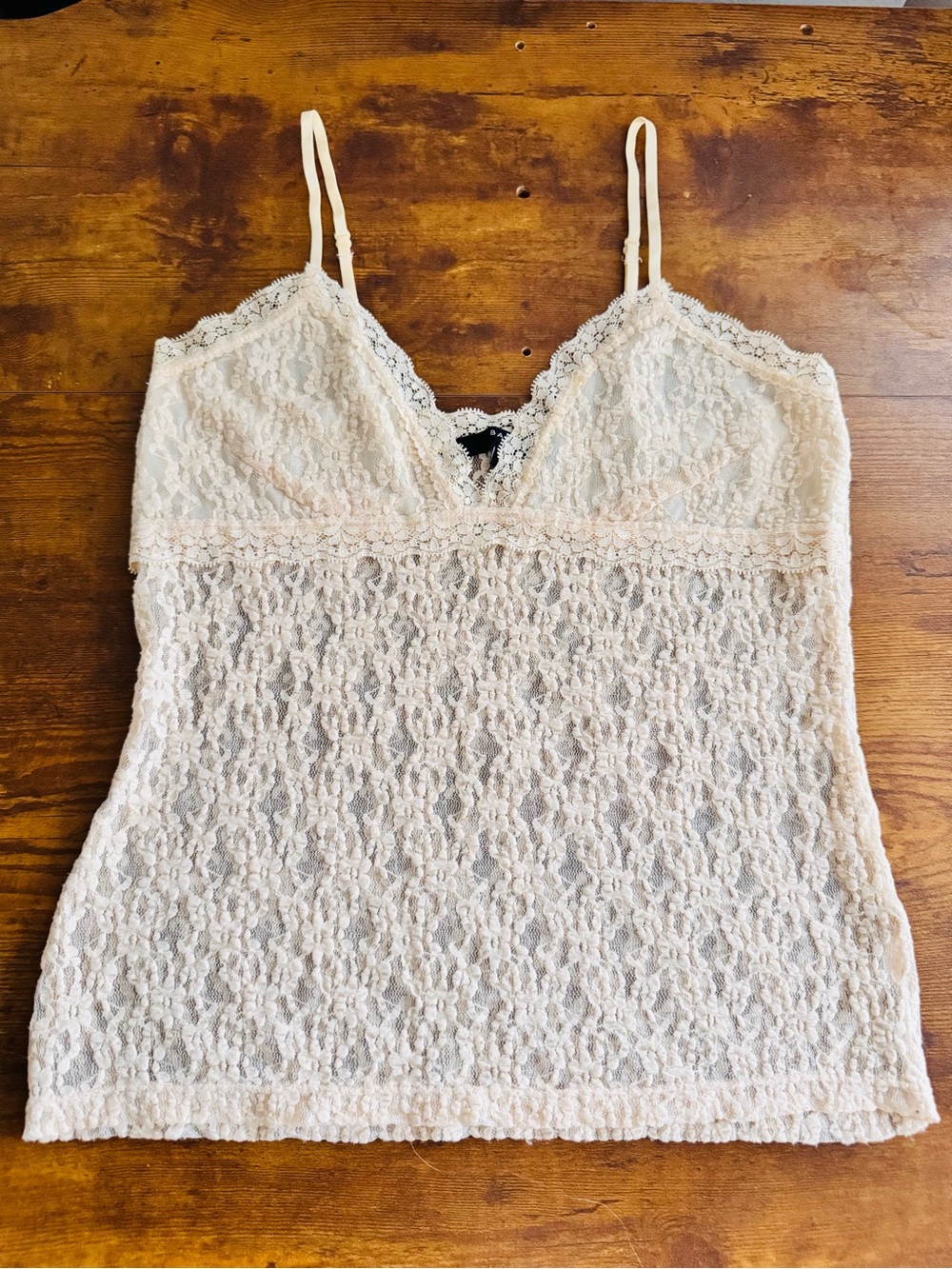 Delicate Lace Cream Spaghetti Strap Tank Top